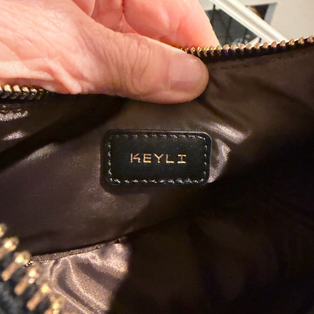 Keyli NWOT Black Crescent Shoulder Bag with Gold Accents - Picture 6 of 8